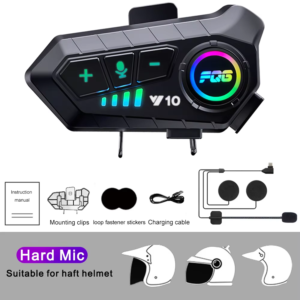 Casque sans fil Bluetooth 5.3 avec appels mains libres, écouteurs étanches et lecteur de musique MP3 pour motos