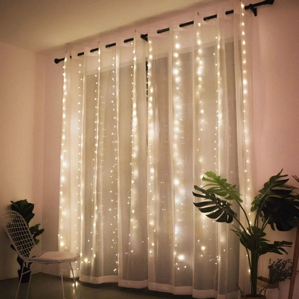 Christmas Lights Curtain Garland - Elegant Holiday Decor for Home, 2025 Christmas Ornament, Navidad Gifts, Fairy Lights Festoon for New Year Celebrations