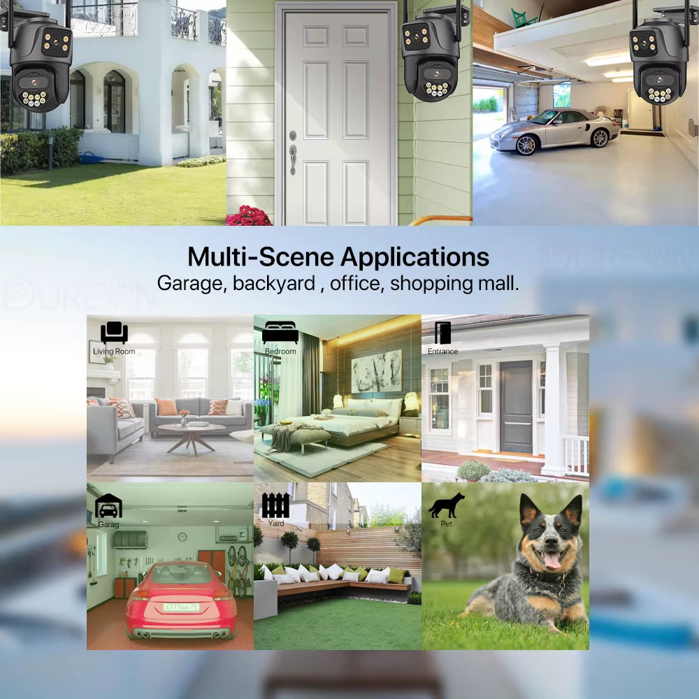 External 4K 8MP Dual Lens WiFi PTZ Camera with Auto Tracking for Outdoor Security Surveillance - IP CCTV with Icsee P2P Technology