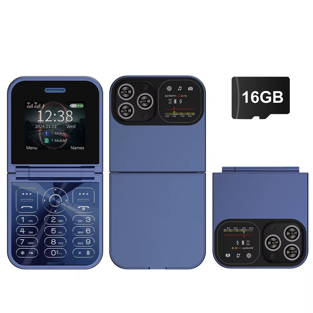 New  Mini Flip Mobile Phone Dual SIM Card 2G GSM 2.0 Inch Screen Speed Dial Magic Voice Torch FM Blacklist Small Flip Phone