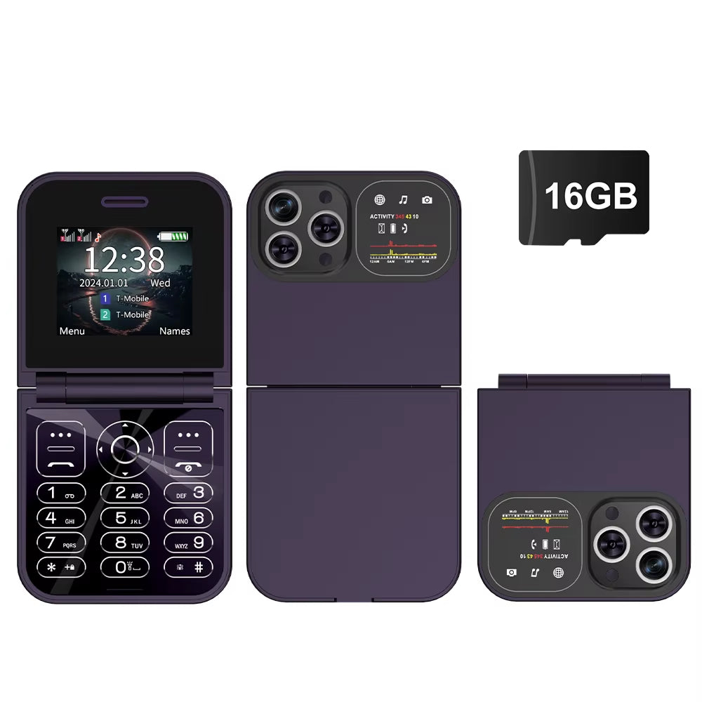 New  Mini Flip Mobile Phone Dual SIM Card 2G GSM 2.0 Inch Screen Speed Dial Magic Voice Torch FM Blacklist Small Flip Phone