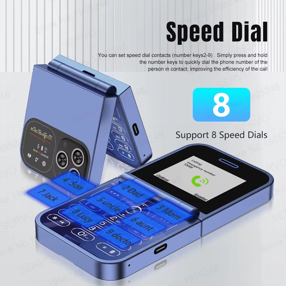 New  Mini Flip Mobile Phone Dual SIM Card 2G GSM 2.0 Inch Screen Speed Dial Magic Voice Torch FM Blacklist Small Flip Phone