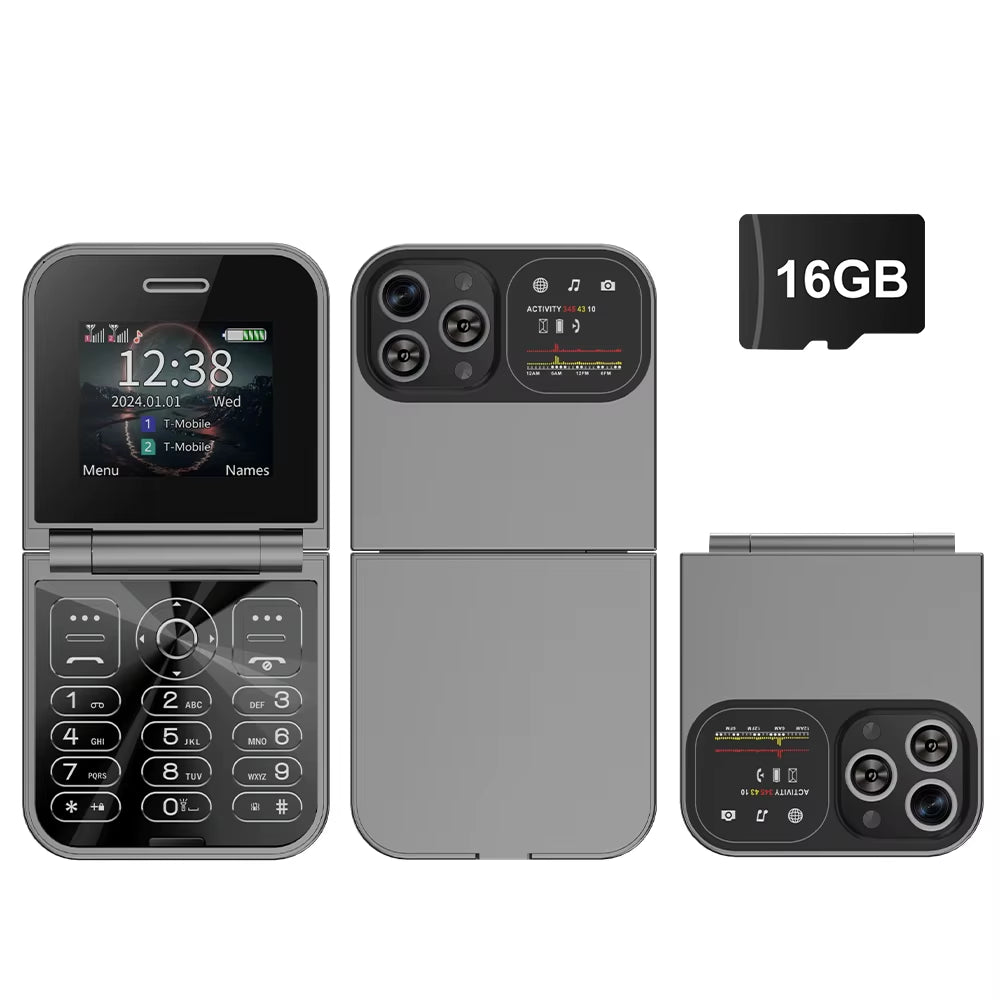 New  Mini Flip Mobile Phone Dual SIM Card 2G GSM 2.0 Inch Screen Speed Dial Magic Voice Torch FM Blacklist Small Flip Phone