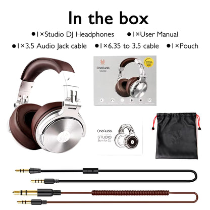 Pro 30 Professional Studio DJ Headphones with Microphone - Over-Ear Wired Hi-Fi Monitors and Foldable Gaming Headset