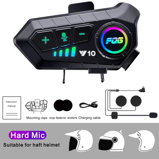 Casque sans fil Bluetooth 5.3 avec appels mains libres, écouteurs étanches et lecteur de musique MP3 pour motos